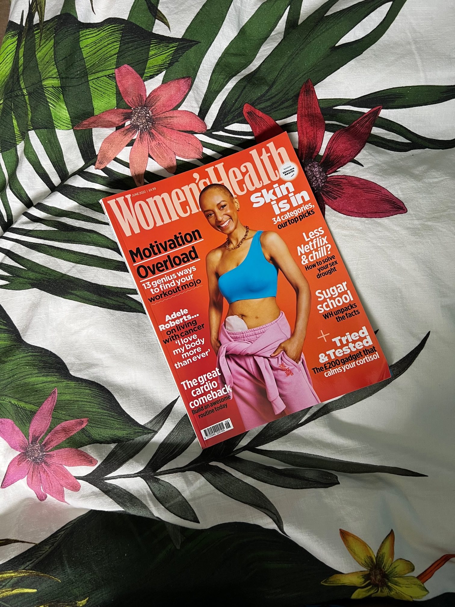 A copy of Women's Health Magazine, with Adele Roberts on the cover
