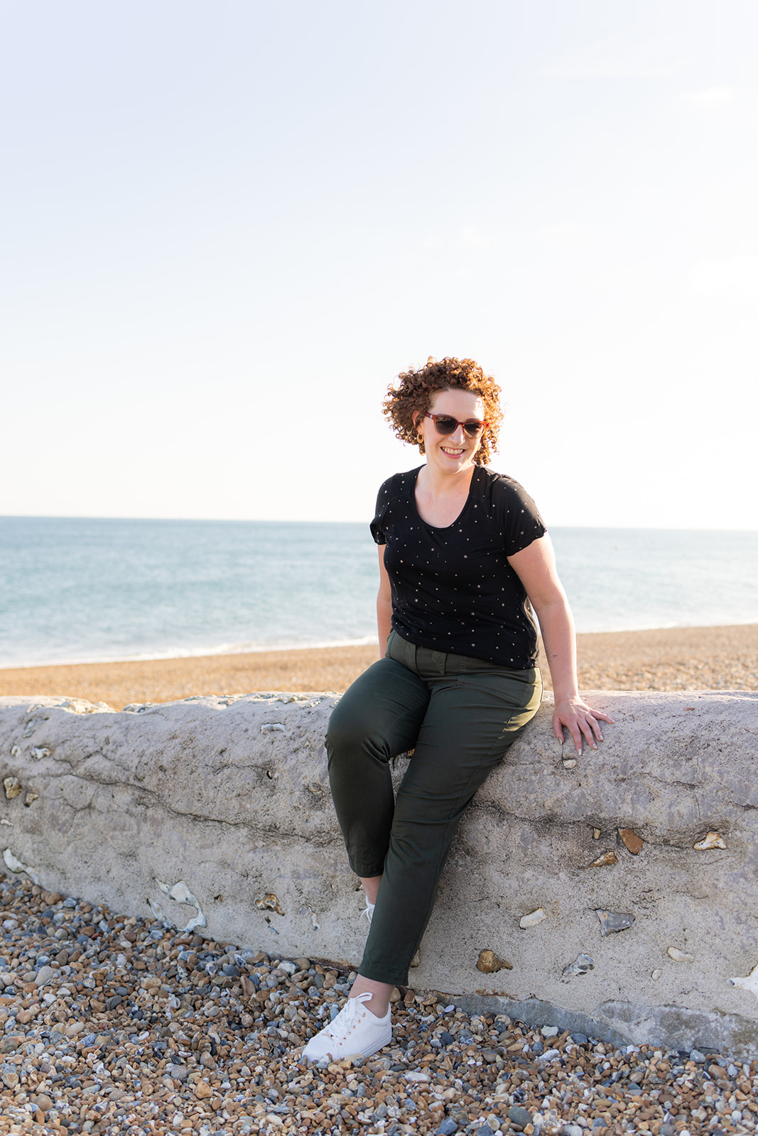 Becky Hughes, Sussex based personal trainer, on a beach