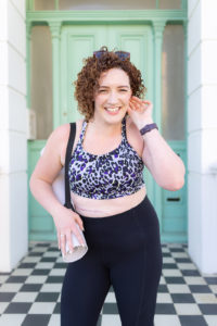 Becky Hughes, Personal trainer based in Horsham, holding a yoga mat